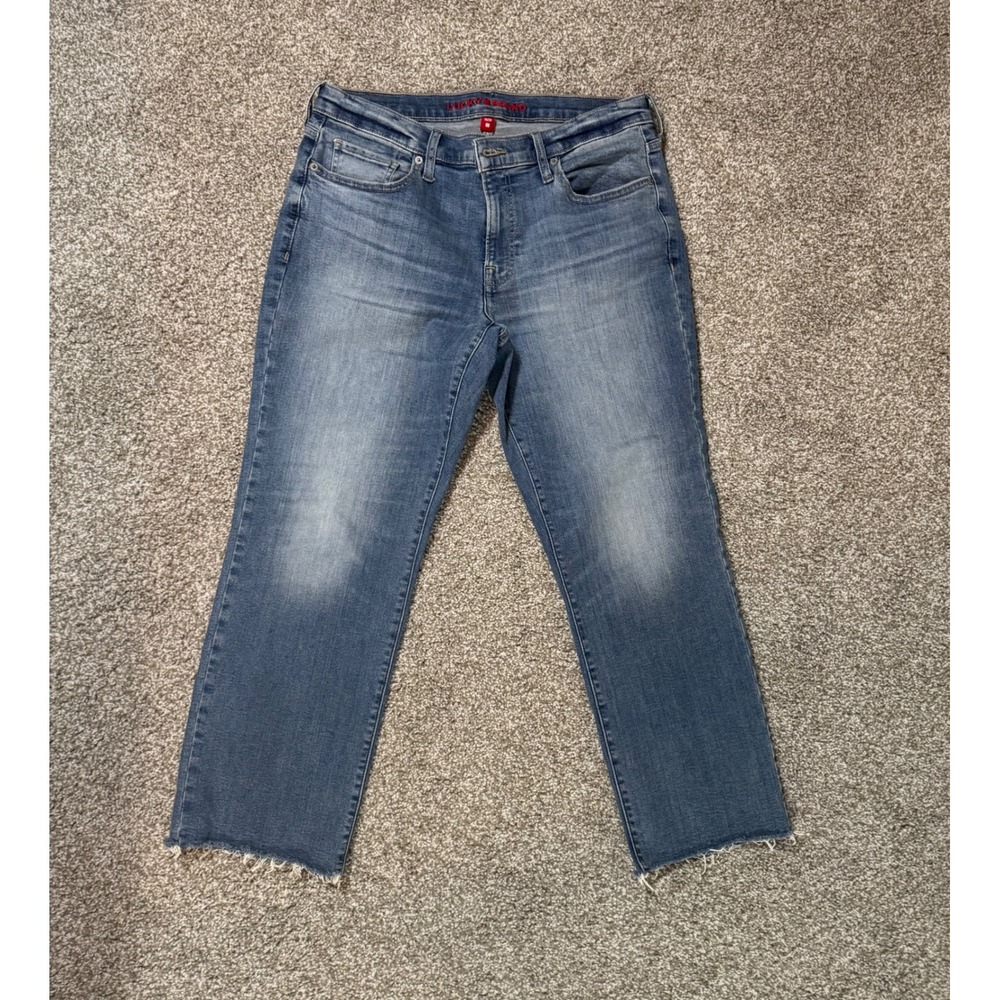 Lucky Brand Sweet Mid Rise Crop Jeans Medium Wash Raw Hem 10/30